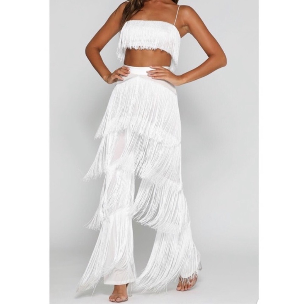 Amira fringe white pants